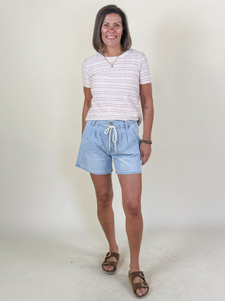 [Liverpool] Daniela Tie Front Pleated Shorts, 5" Inseam