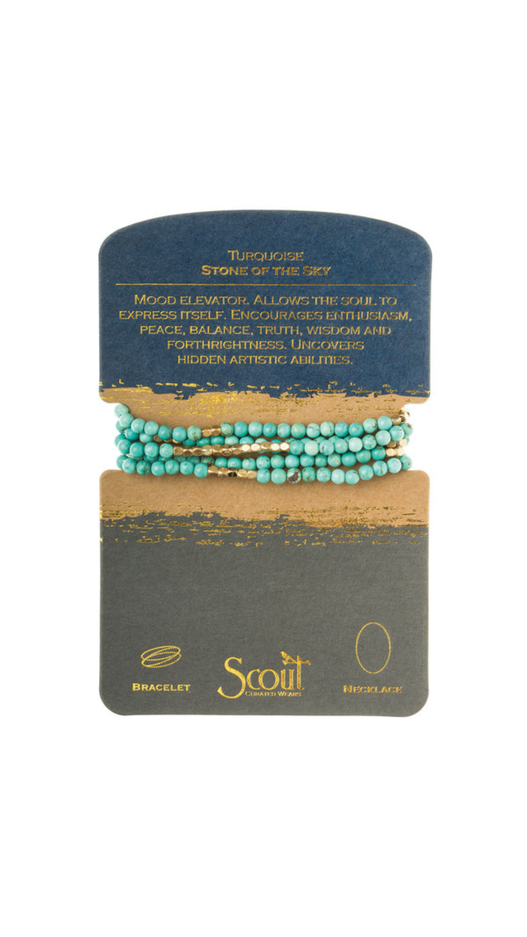 Stone Wrap Bracelet/Necklace - Turquoise/Gold