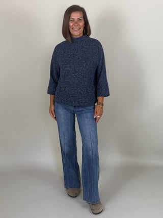 Phoebe Boat Mock Neck Knit Popover