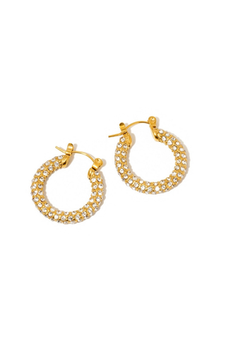 Lizzie Pave Hoops - Gold