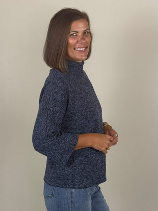 Phoebe Boat Mock Neck Knit Popover