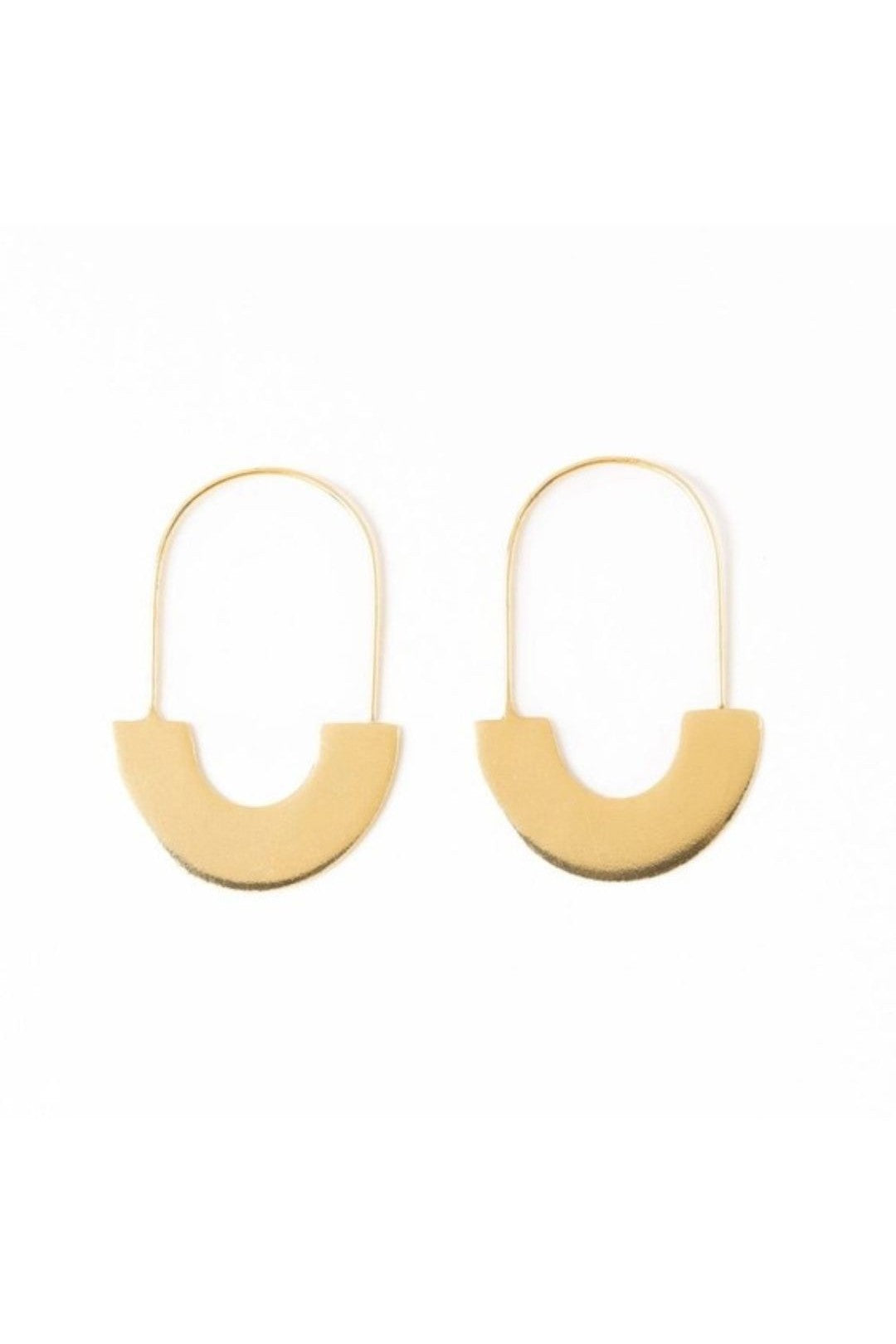 Maggie Half Circles Hoop Earrings - Brass