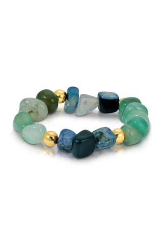 Bold Tumbled Stones Statement Bracelet - Mint/Navy