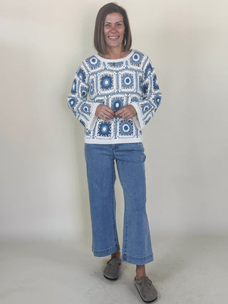 Diana Side Button Wide Leg Denim Pants