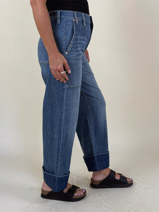 [Liverpool] Demi High Rise Utility Pocket Straight Denim, 27" Inseam