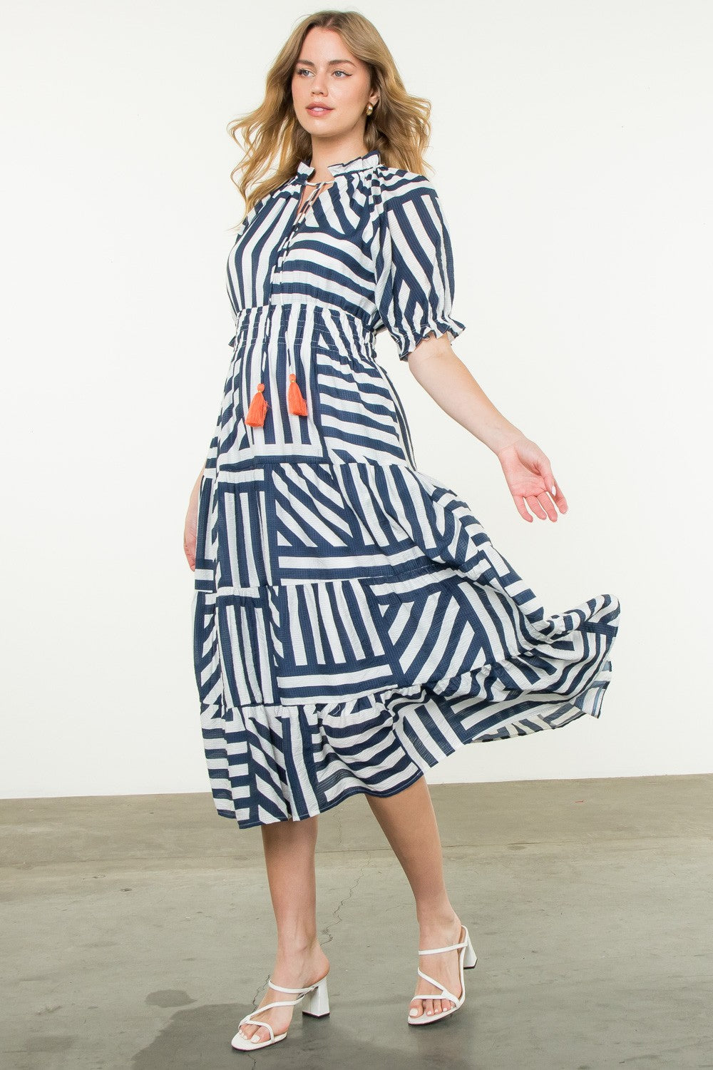 Sally Striped Tiered Dress