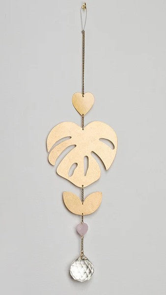 Suncatcher - Monstera Leaf/Rose Quartz