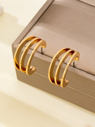 Triple-Band Hoop Earrings - Gold