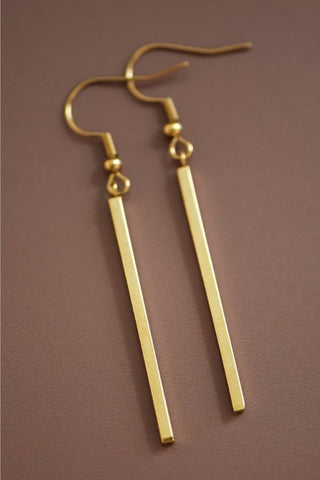 18k Gold Plated Waterproof Stainless Steel Drop Earrings - Gold