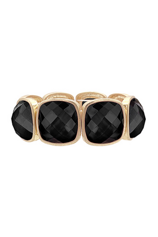 Square Stone Statement Bracelet - Black