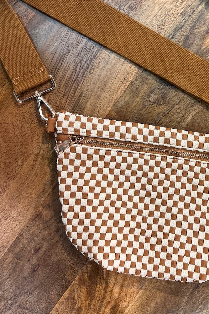 Westlyn Woven Bum Bag - Checkered Brown