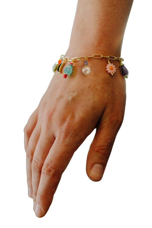 Colorful Pearl Charm Bracelet