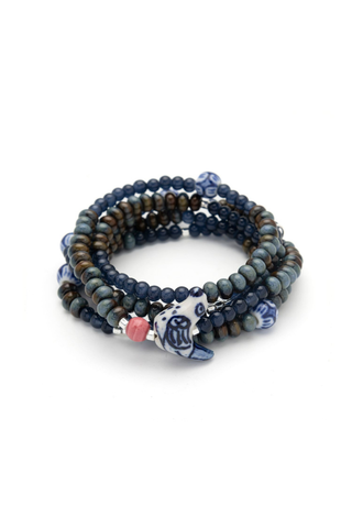 Ceramic Bead Wrap Bracelet/Necklace - Peace/Dove