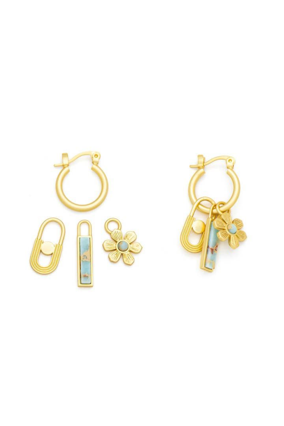Interchangeable Charm Earrings - Aqua Terra