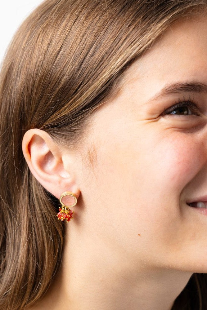 Kimberly Enamel Earrings - Coral