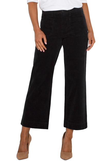 [Liverpool] Corduroy Crop Wide Leg Pant, Black