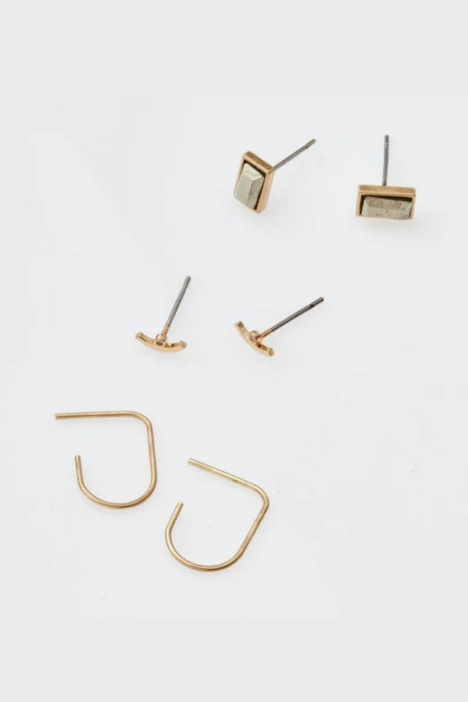 Courtney Stud Earrings Trio - Gold