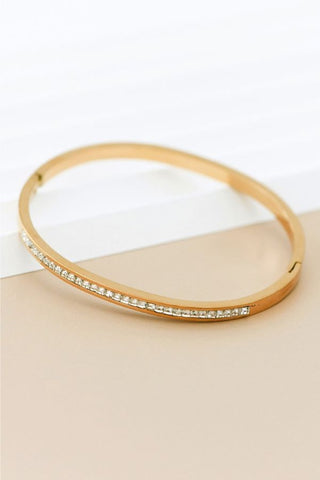18k Gold Plated Waterproof Stainless Steel Bangle - Gold