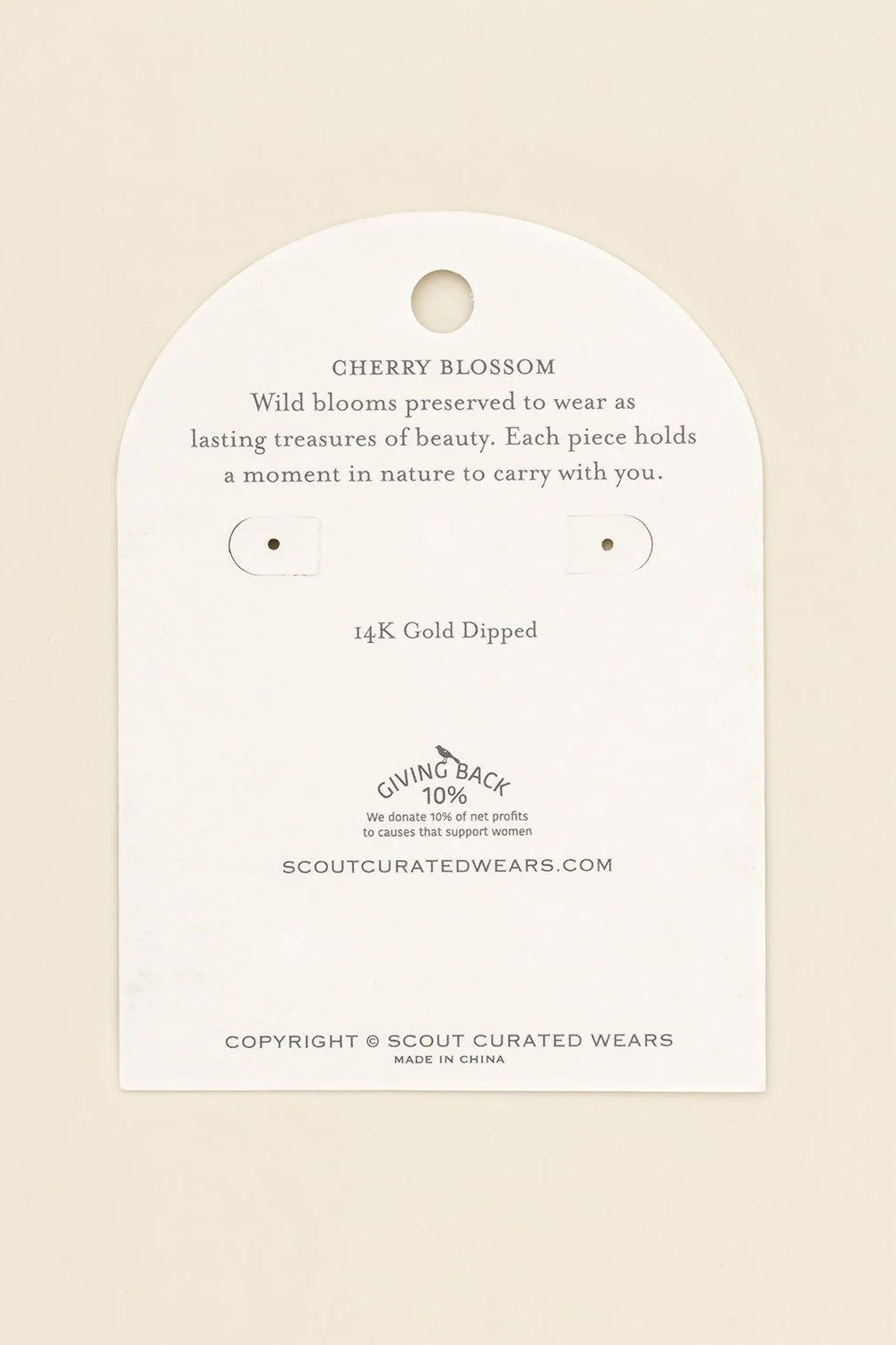 Pressed Flower Hoop Earrings - Pink Cherry Blossom/Gold