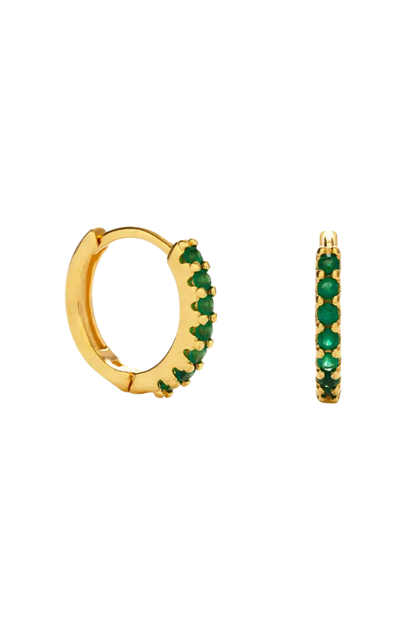 15mm Emerald Green Huggie Hoop Earrings