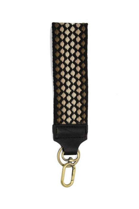 2" Espresso Dotted Stripe Easy Find Wristlet Keychain