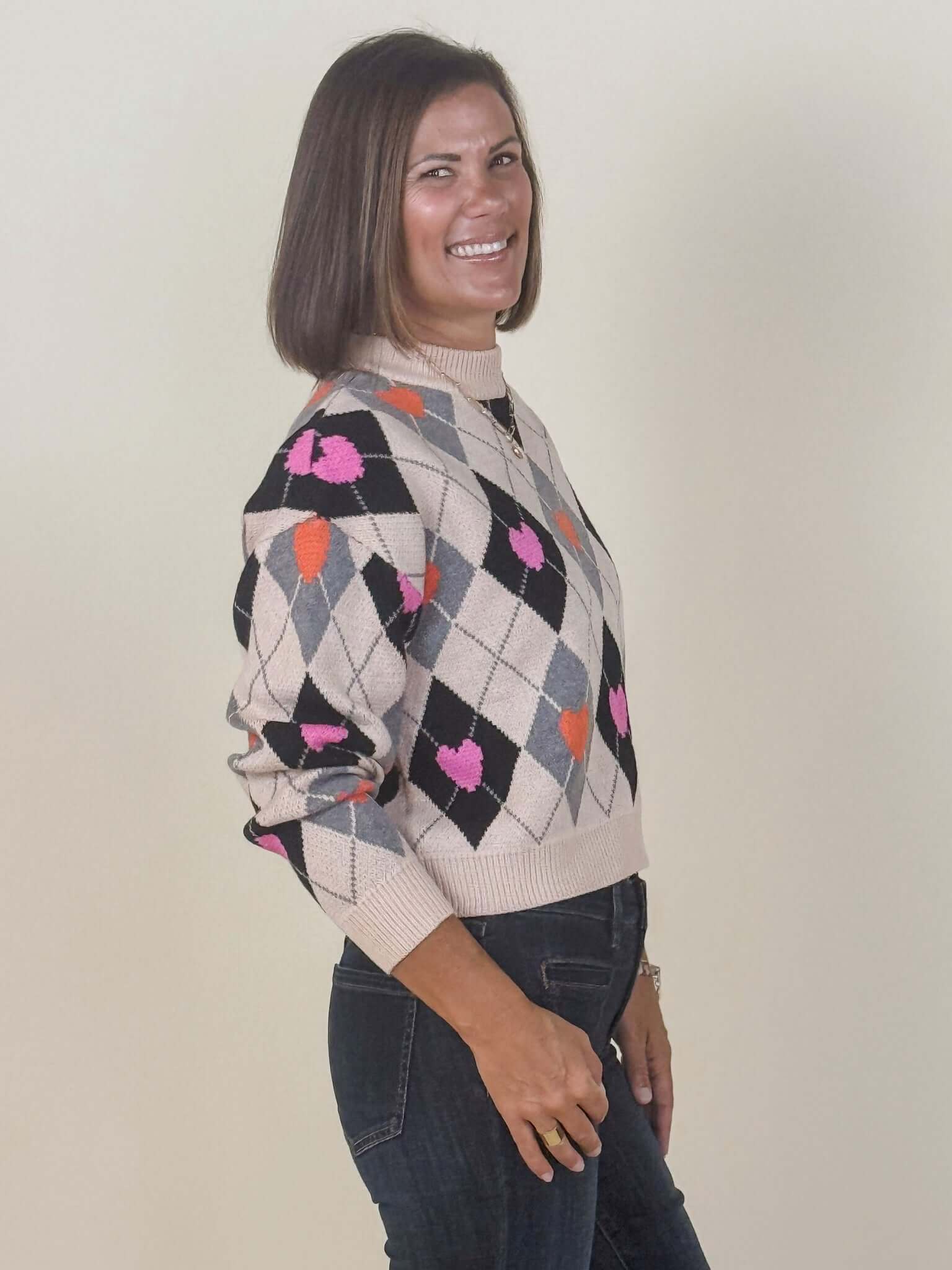 Arabella Argyle Knit Sweater