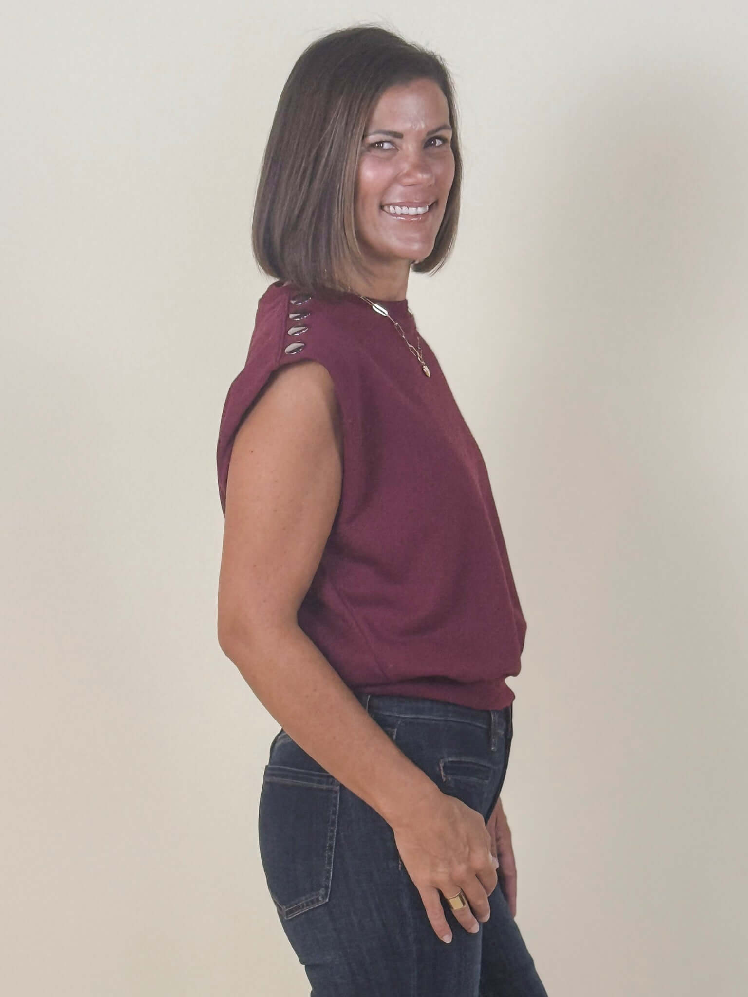 Francesca Button Detail Top