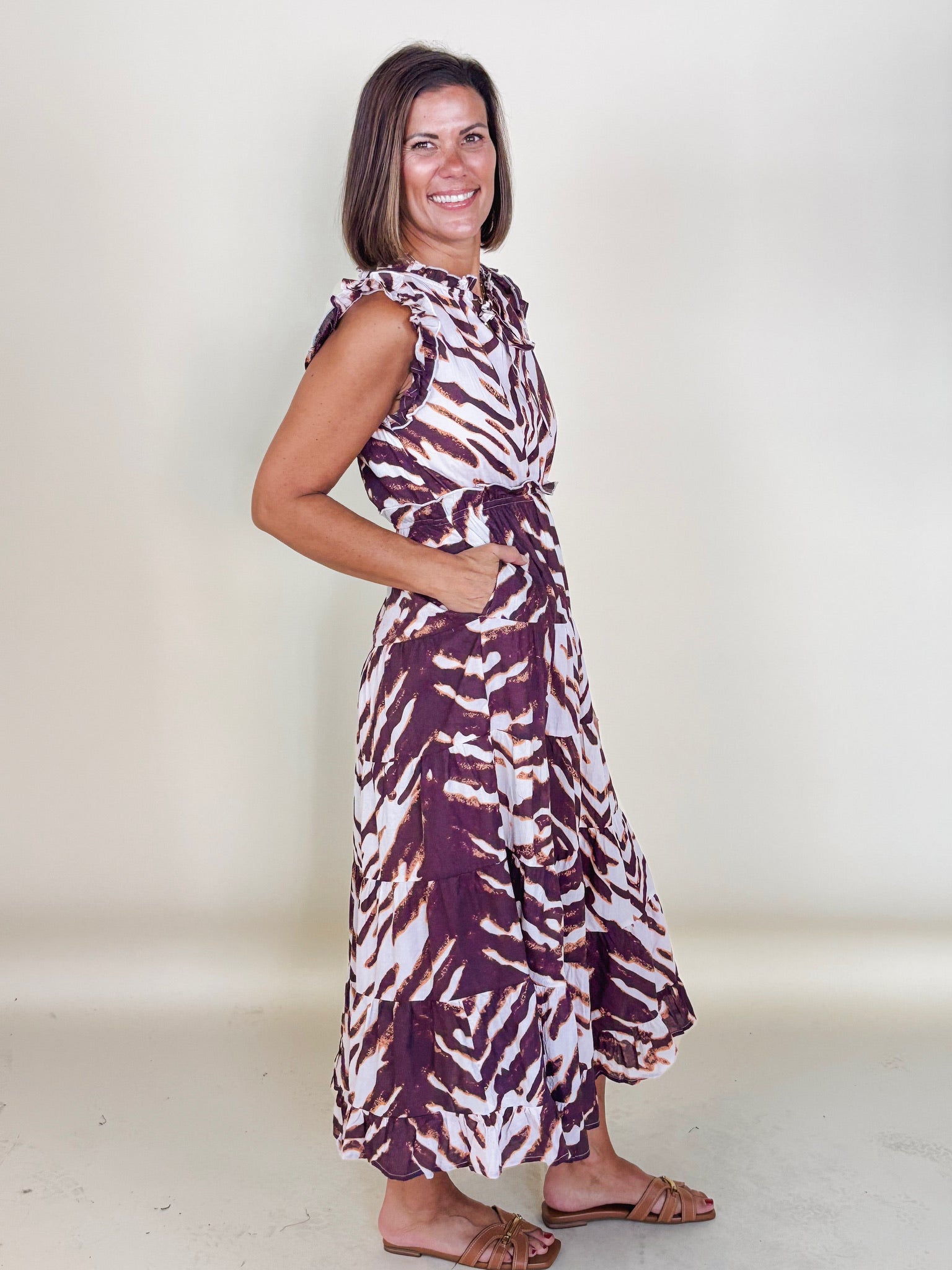 Tiana Abstract Print Tiered Dress