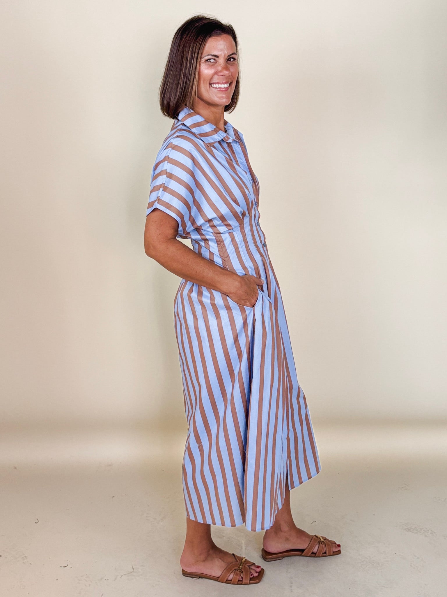 Millie Striped Button Up Maxi Dress