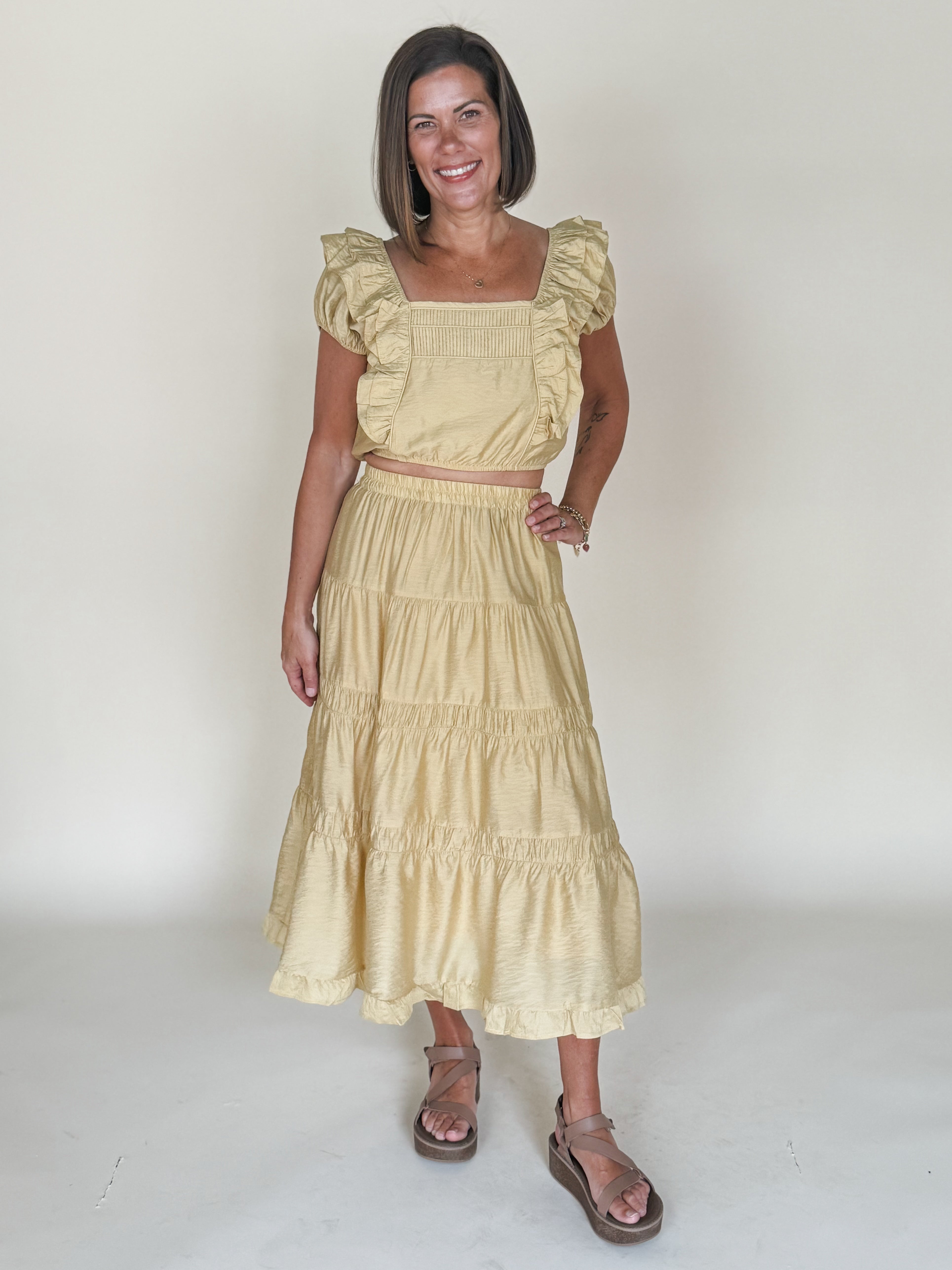 Kaylee Tiered Midi Skirt