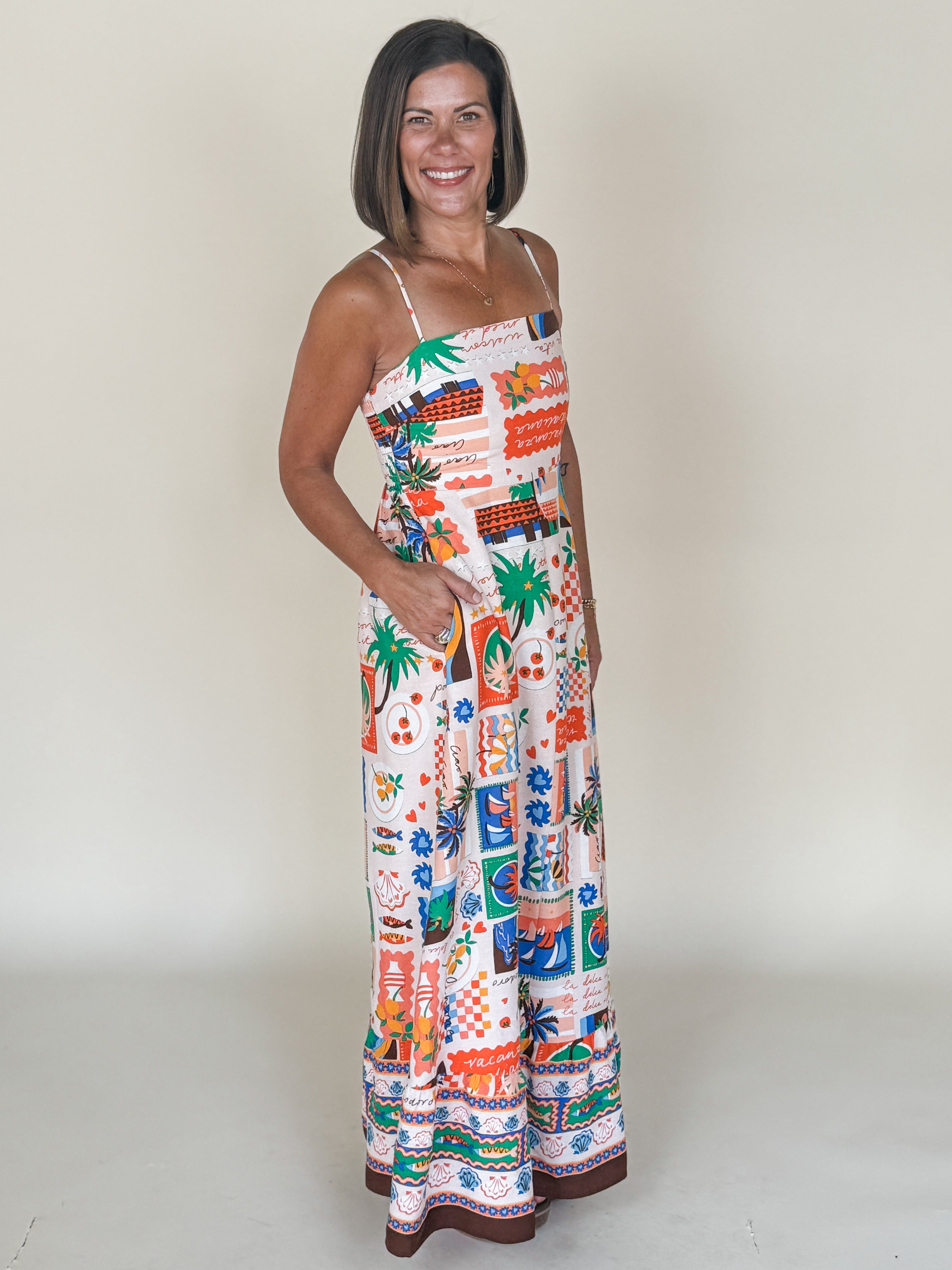 Lumy Mix Vin Smocked Maxi Dress