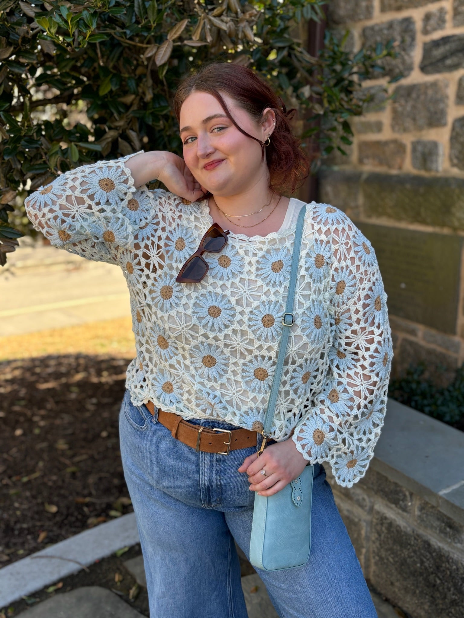 Carin Flower Crochet Sweater