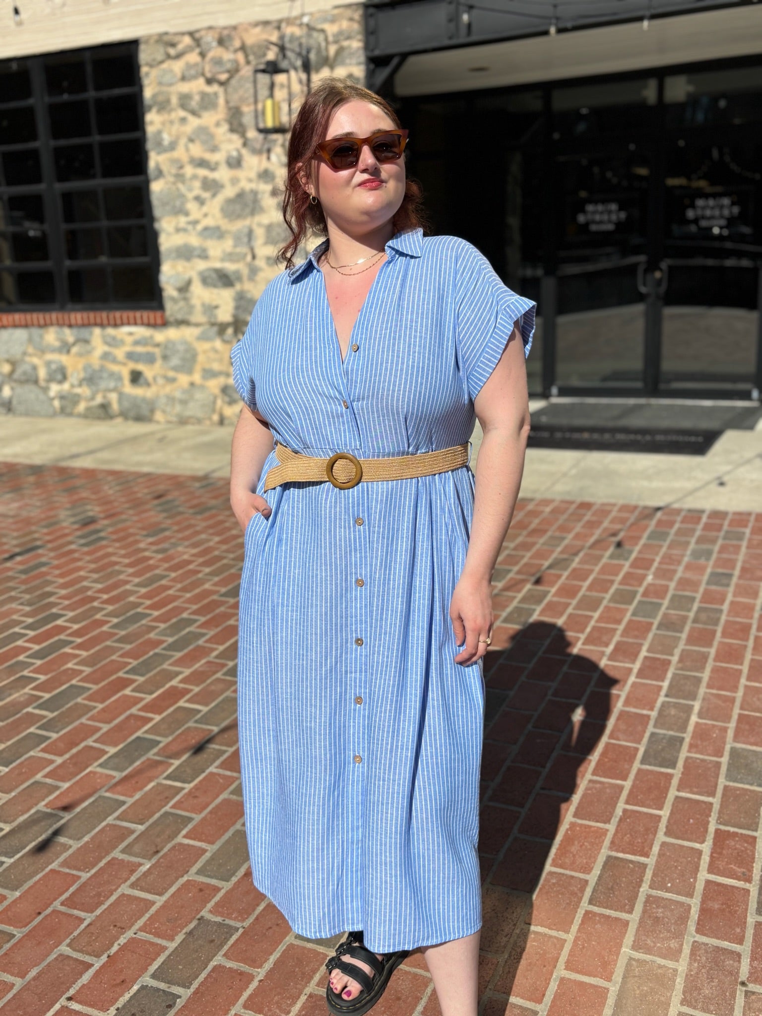 Beatriz Button Front Belted Maxi Dress