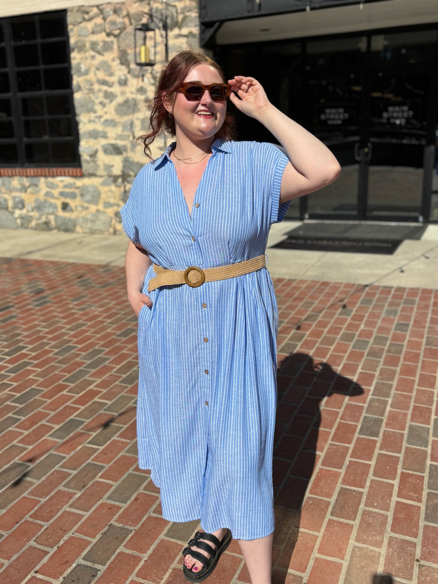 Beatriz Button Front Belted Maxi Dress