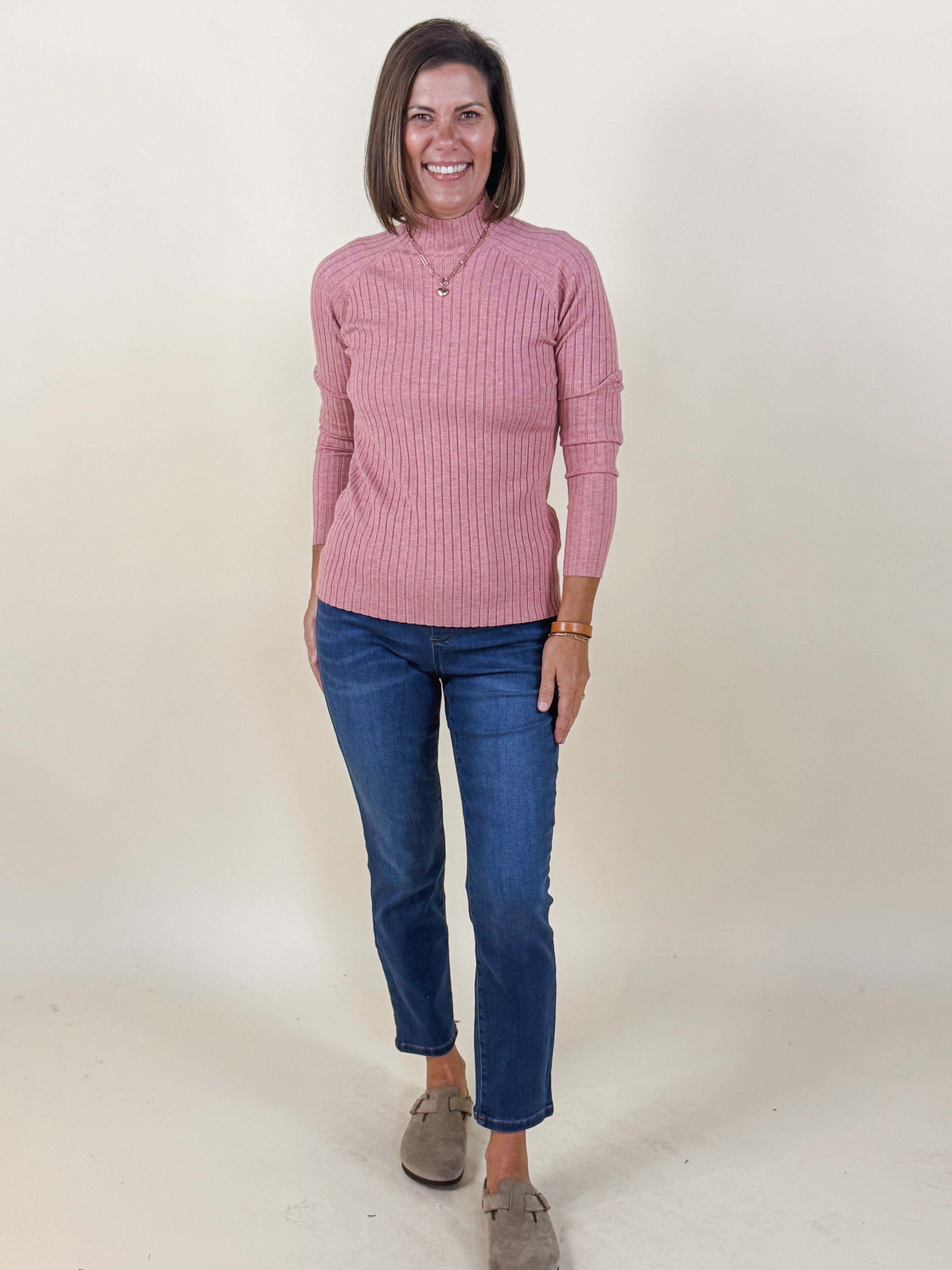 Riley Ribbed Mock Neck Sweater