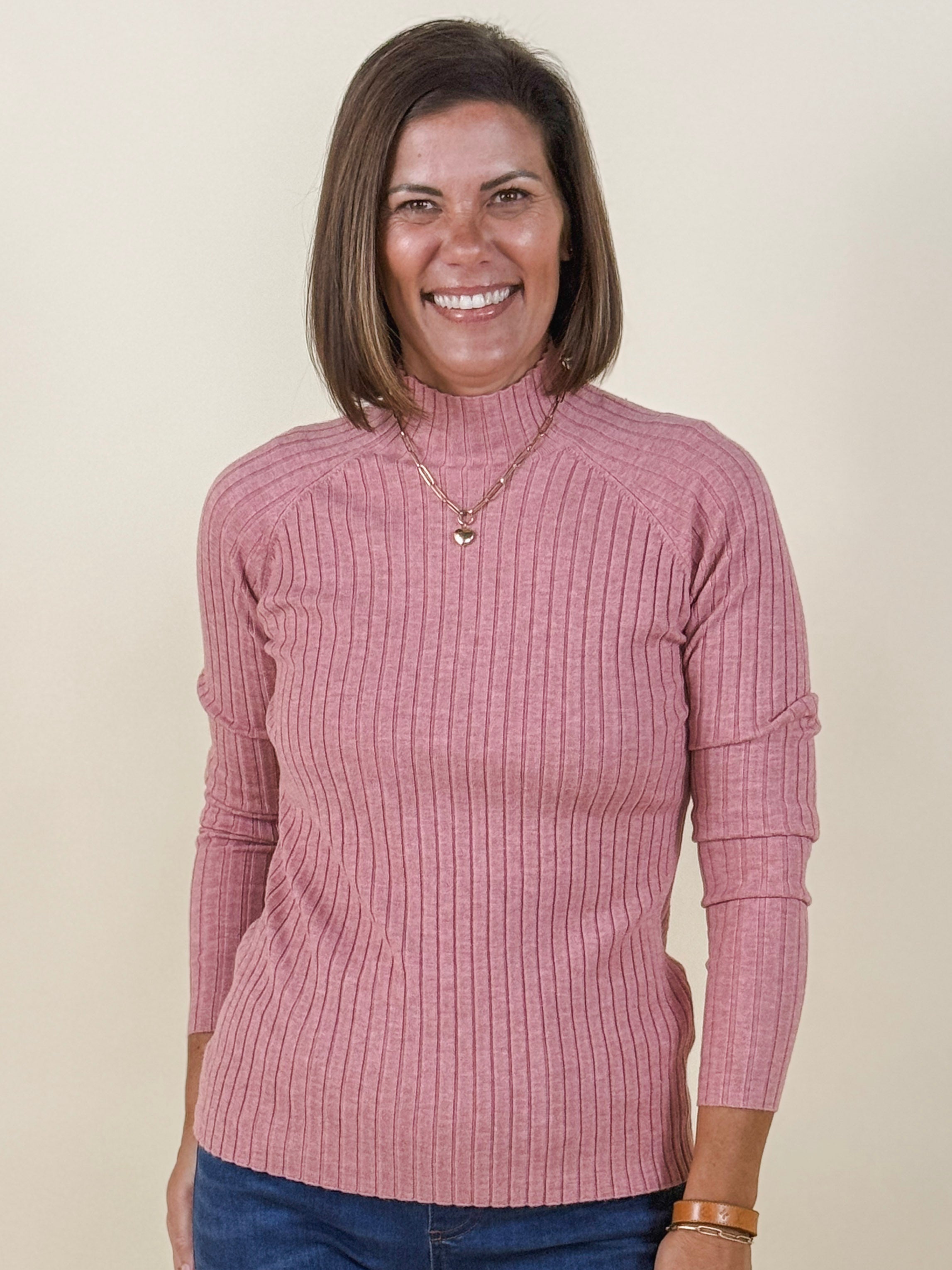 Riley Ribbed Mock Neck Sweater