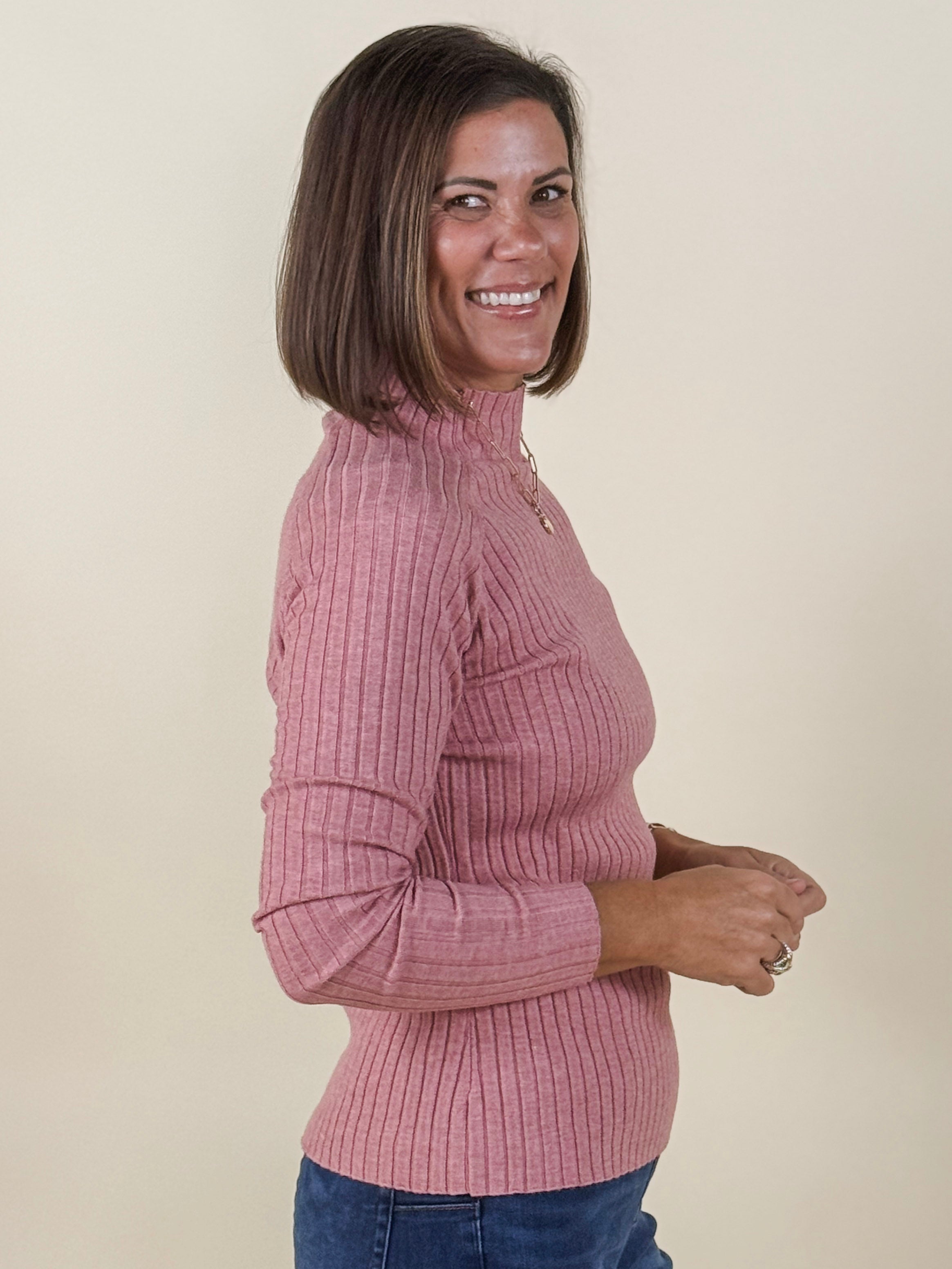 Riley Ribbed Mock Neck Sweater