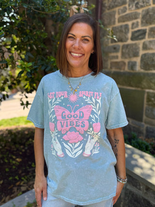 Good Vibes Butterfly Puff Print Tee