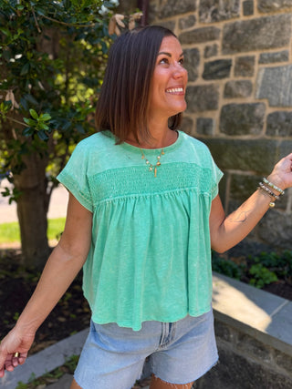 Sheila Smocked Front T-Shirt