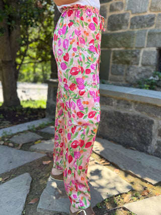Selena Printed Satin Cargo Pants