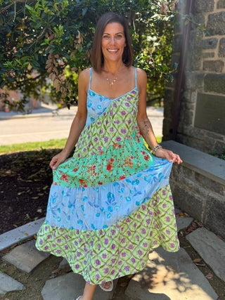 Michelle Mixed Print Long Dress