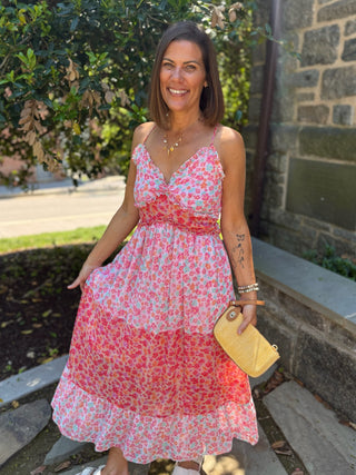 Stacy Mixed Print Ruffled Sun Dress