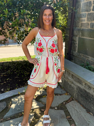 Rosalie Floral Embroidered Romper