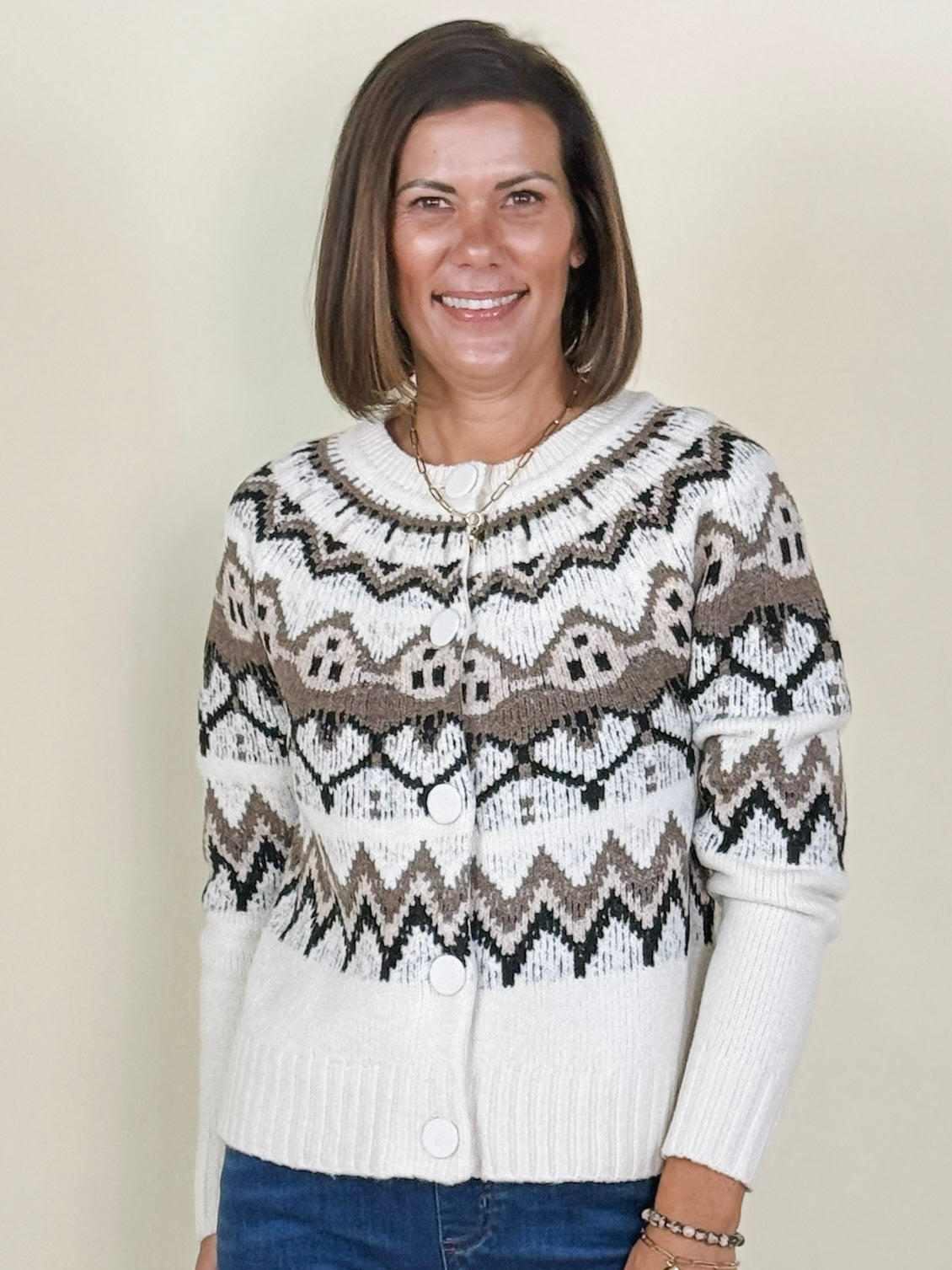 [TRIBAL] Button Front Sweater Cardigan