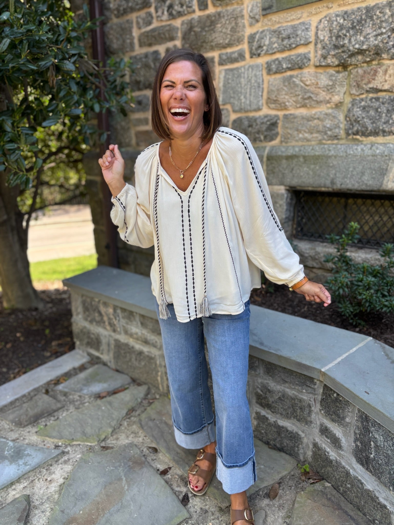 [Liverpool] Morgan Cuffed Wide Leg Jean, 27" Inseam