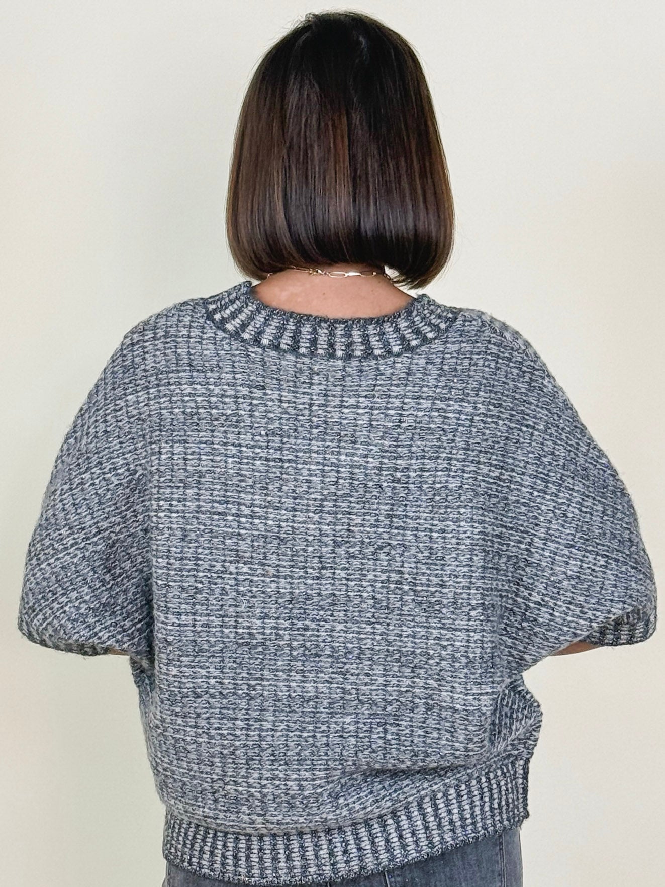 [TRIBAL] Crew Neck Half Sleeve Sweater