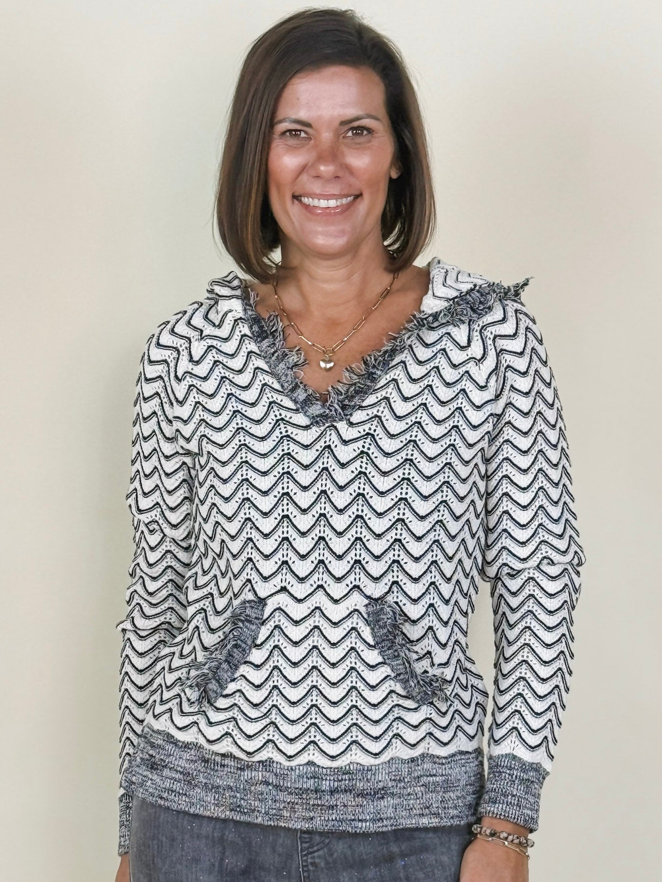 [TRIBAL] Fringed Hooded Sweater