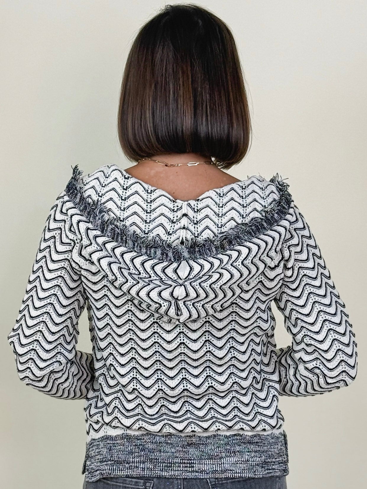 [TRIBAL] Fringed Hooded Sweater