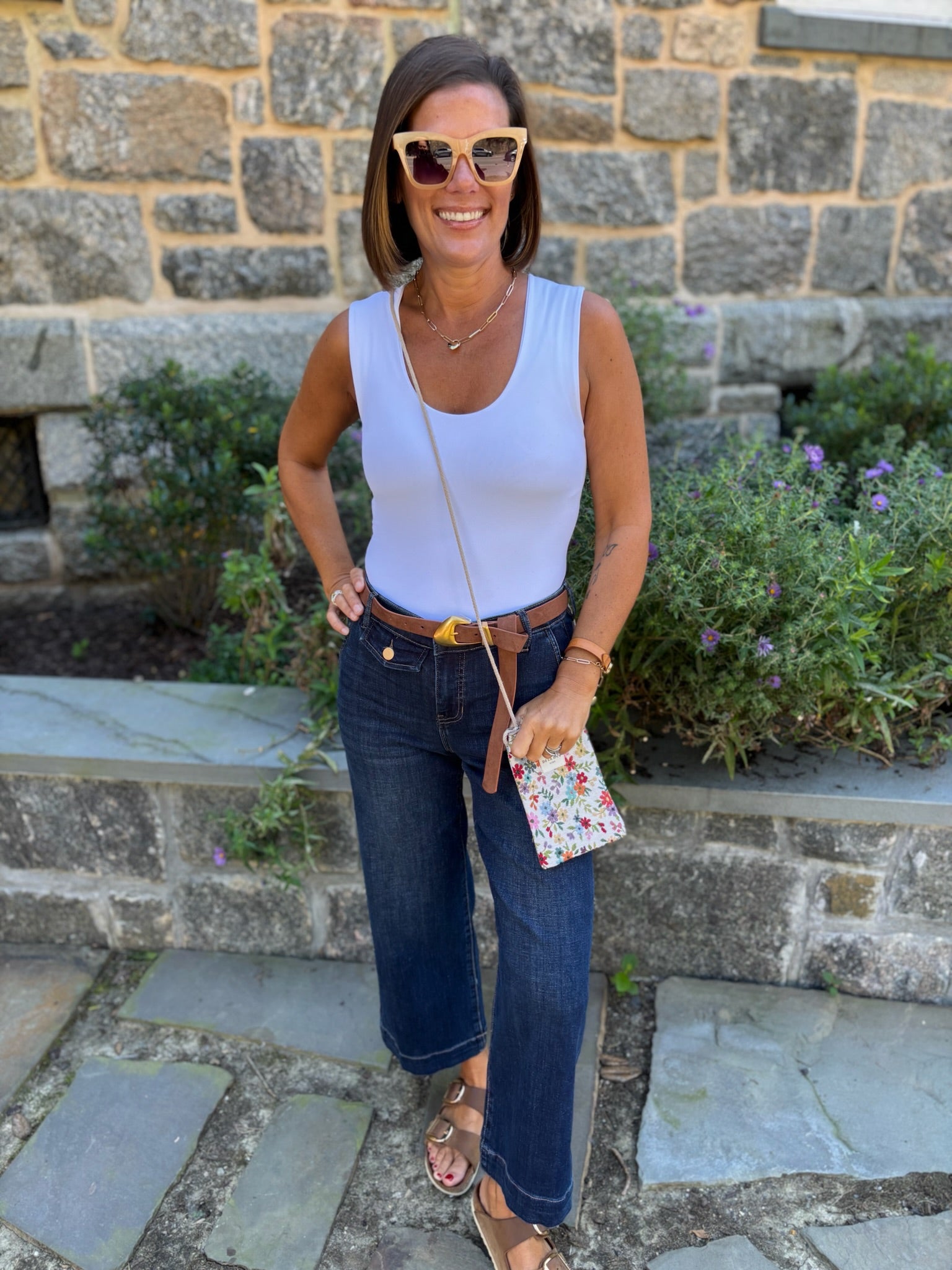 [Liverpool] Stride Wide Leg Jean with Trouser Details, 27” Inseam