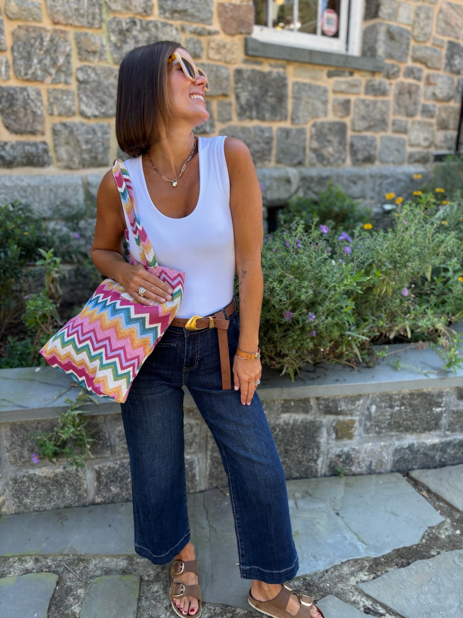 [Liverpool] Stride Wide Leg Jean with Trouser Details, 27” Inseam